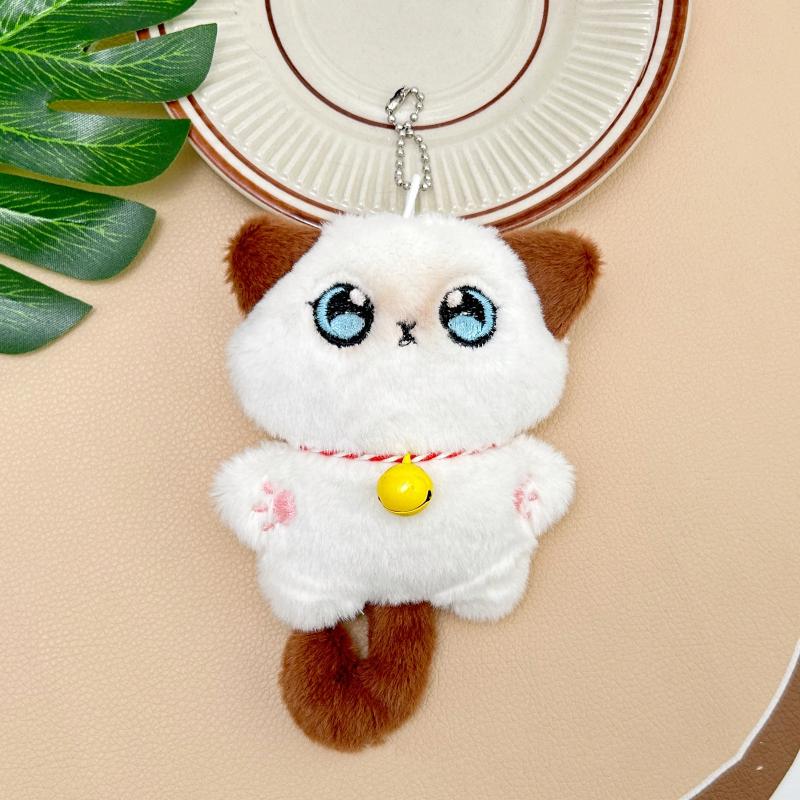 

Squeaky Bell Kitten Plush Keychain Pendant Schoolbag Ornament Siamese Kitten Stuffed Doll Backpack Decor Accessories Gift A4
