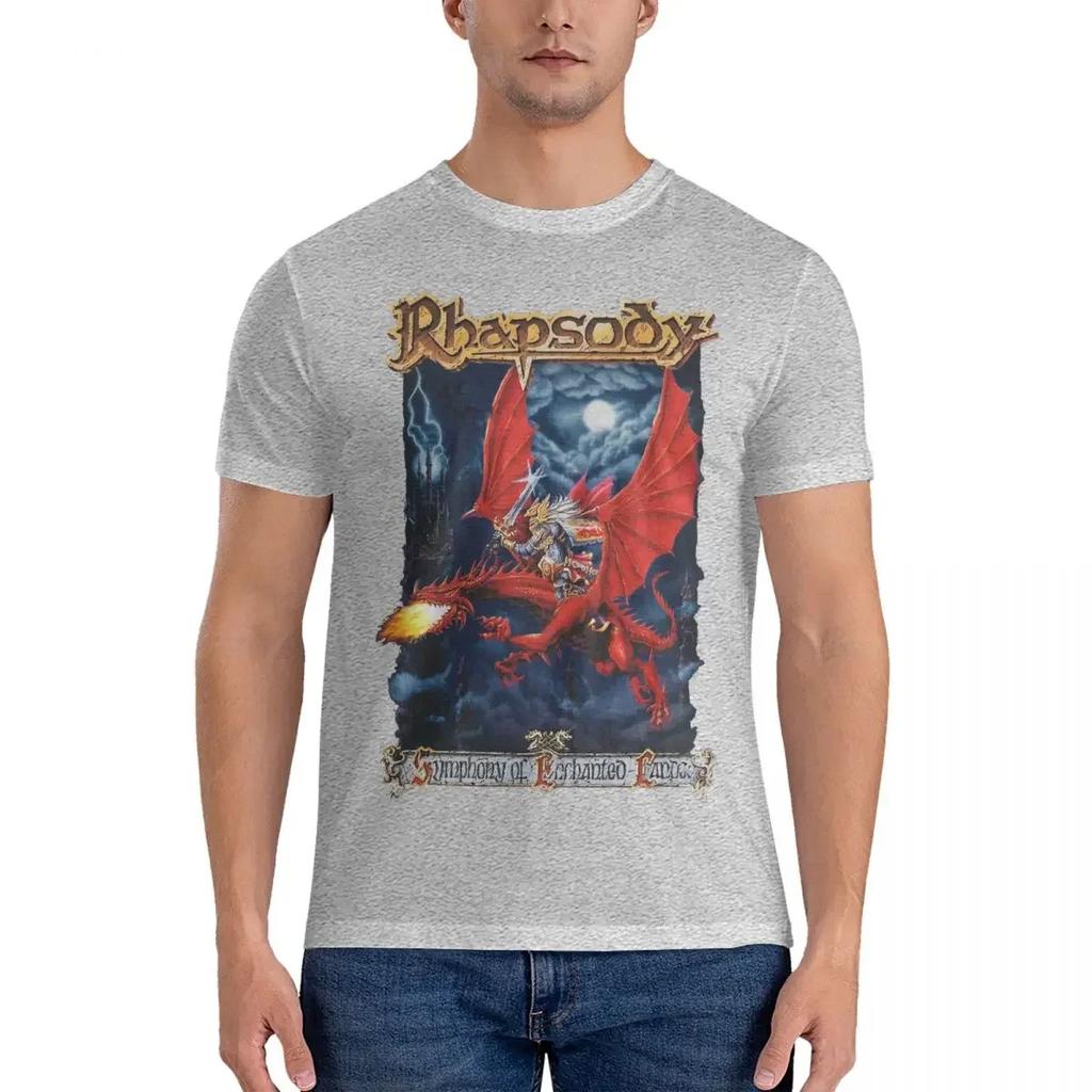 New Fashion Men's T-Shirt Rhapsody Symphony Of Lands Awesome Pure Cotton Tee Shirt Short Sleeve S-SABATONS Band Round Collar