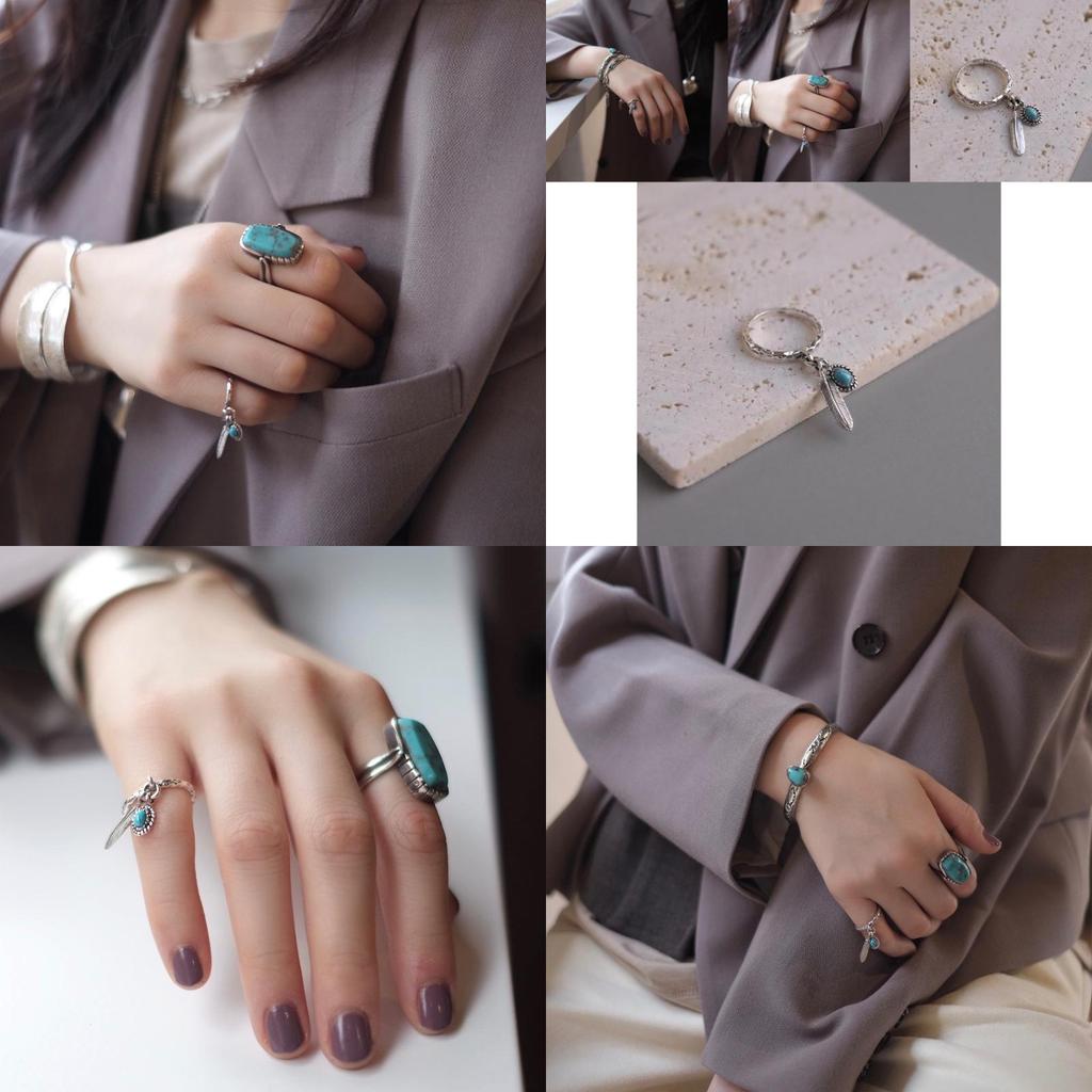 Stylish Geometric Open Adjustable Copper Ring For Women With Vintage Hawk Feather Design