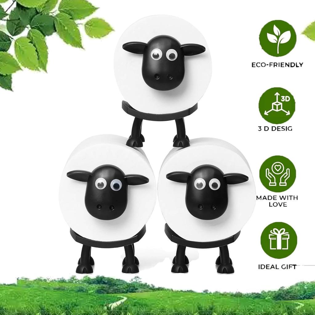 Sheep Toilet Roll Holder - Funny Toilet Paper Holder Free Standing Bathroom Set - 3D Printed Black Sheep Loo Roll Holder - Hilarious Tissue Paper