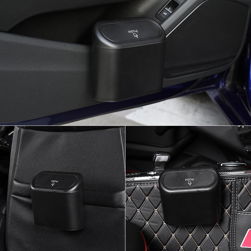 Car Trash Can Car Universal Hanging Storage Box With Lid Mini Simple Press Car Trash Can Automobiles Car