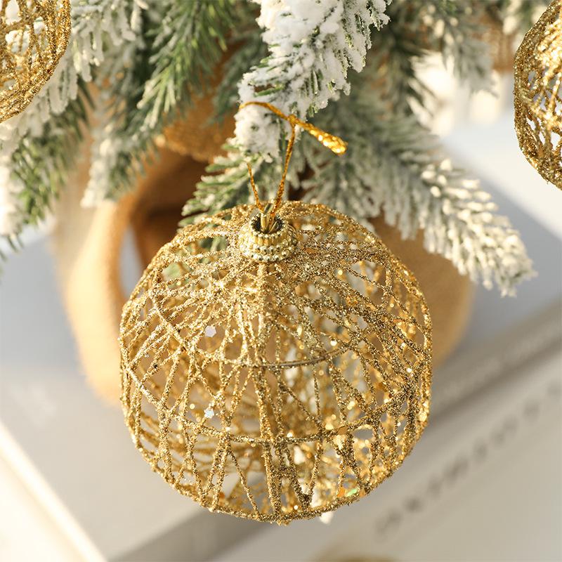 Wrought Iron Gold Christmas Ball Set - Tree Ornaments & Holiday Decorations