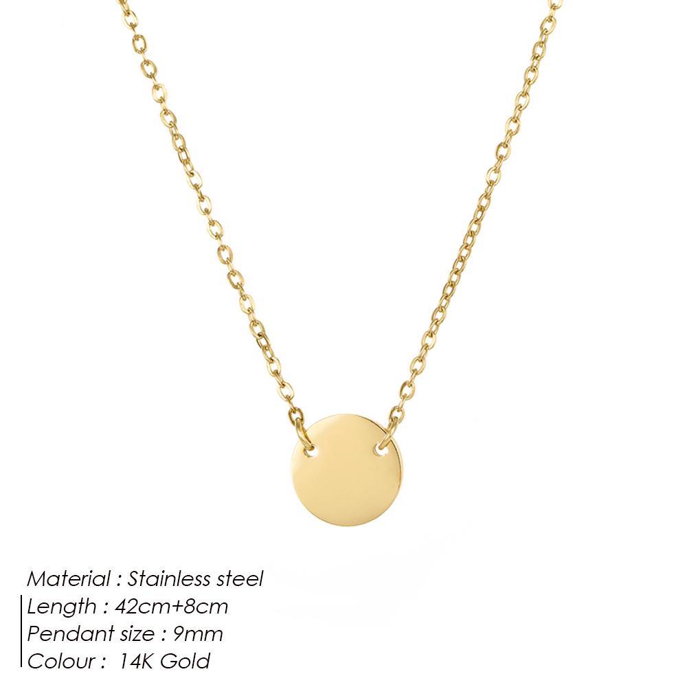 EManco Round Stainless Steel Necklaces for Women Korean Pendant Gold Choker Necklace for Women Fashion Jewelry