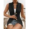 Fashion V-Neck Sleeveless Cardigan Women Suit Shirt Vest V Neck Jacket Slim Fit Office Vests Casual Solid Color Female Tank Top Elegant Clothing