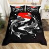 Koi-Fisch Bettwäsche-Set Asiatisch Orientalisch Floral Print Bettbezug-Set mit Kissenbezügen für Schlafzimmer-Dekor Erwachsene Twin Full Queen King