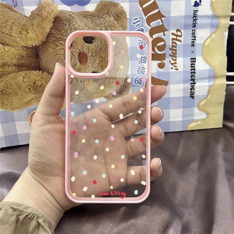 Cute Korean Ins Colorful Polka Dot Mobile Phone Case for IPhone 11 12 14 15 16 Pro Sweet Cool Case for IPhone 13 Pro Max Fundas