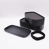 Mitani Yamanaka Lacquerware Lunch Box, 2-tier, Antibacterial, Approx. 1000ml, ZEIT Black, Made in Japan, C17602