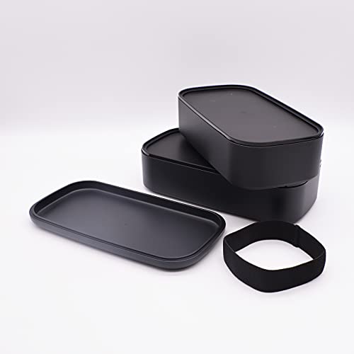 Mitani Yamanaka Lacquerware Lunch Box, 2-tier, Antibacterial, Approx. 1000ml, ZEIT Black, Made in Japan, C17602