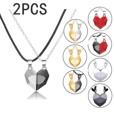 2 Stück magnetische Herz-Paar-Halskette für Frauen, Punk-Halskette, Valentinstag-Geschenk, Pullover-Kette für beste Freundin, Hochzeit, Party, Schmuck