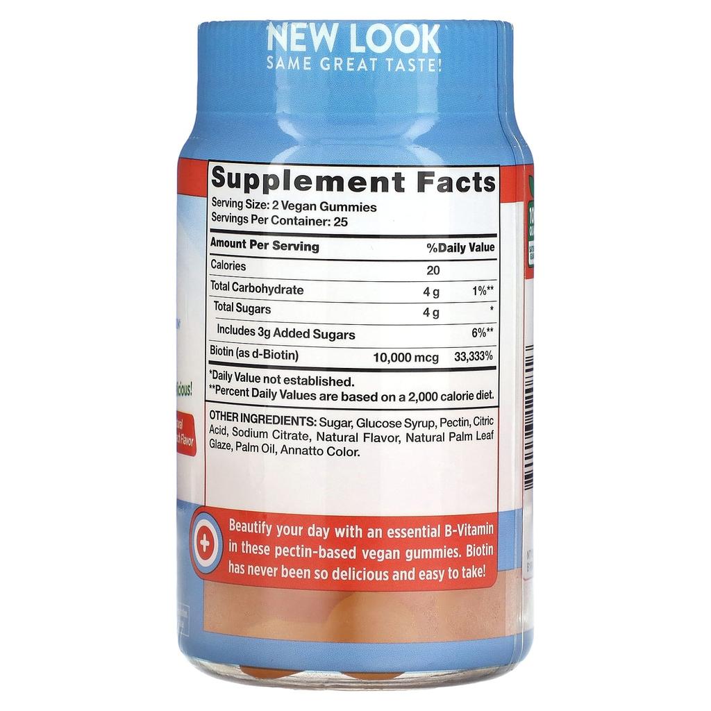 Nature's Truth Biotin, Natural Peach, 10,000 Mcg, 50 Vegan Gummies (5,000 Mcg Per Gummy)