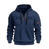 Men's Fleece Warm Hooded Sweatshirt - Chest Pocket Design, Long Sleeved Top, Energetic Style, Cold Resistant Sportswear