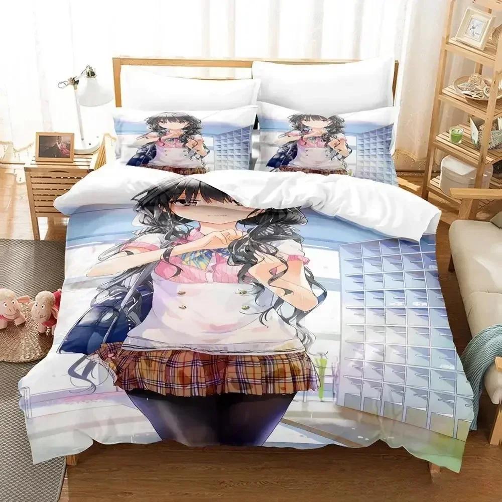 3D Print Anime Masamune-Kun No Revenge Bedding Set Single Twin Full Queen King Size Bed Set Adult Kid Bedroom Duvet Cover Sets EU Single(135*200cm)3pcs
