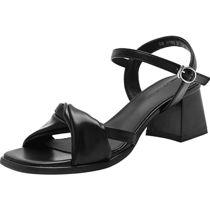 Women s Retro French Style Block Heel Sandals EU 36