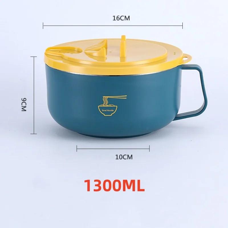 Ramen Bowl 304 Stainless Steel Noodle Bowl with Lid Heat Resistant Instant Noodles Bowls Cooker Tableware Kitchen Accessorie