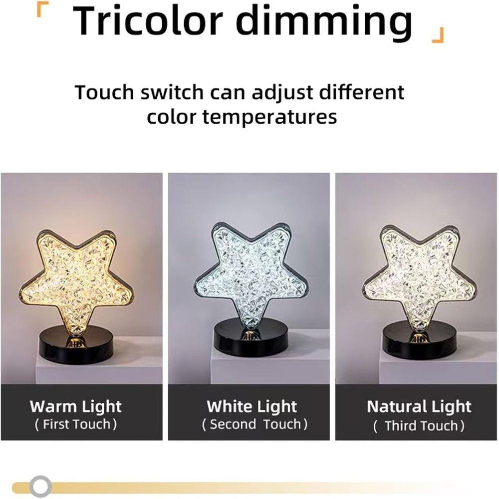 USB Rechargeable Crystal Night Light Dimmable Desk Light New Beside Lamp
