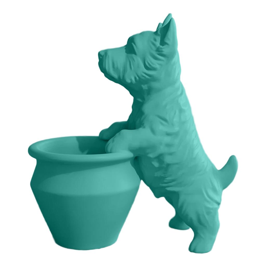 18CM West Highland Terrier Dog Planter Decorative Resin Flower Pot Holder Indoor Outdoor Garden Accent with Detailed Figurine Design