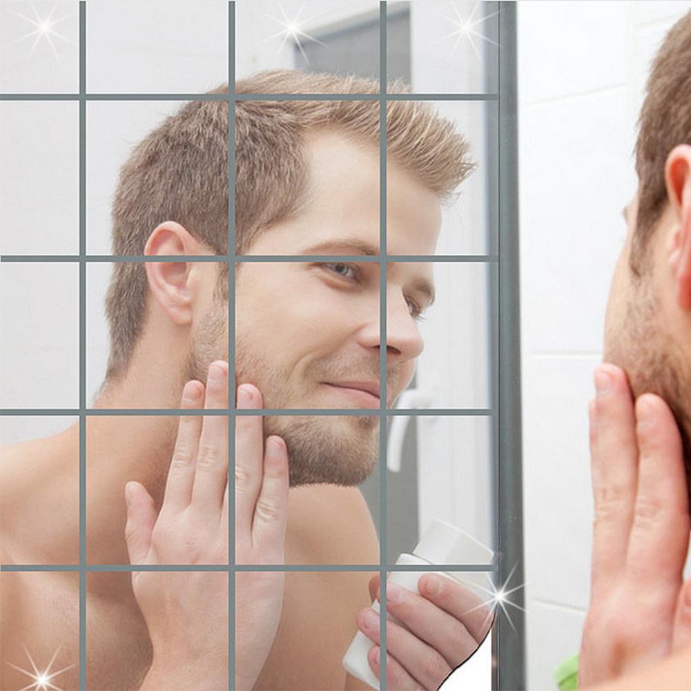 0.1mm PET Acrylic Removable Mirror Wall Sticker for DIY Bathroom/Bedroom Decor