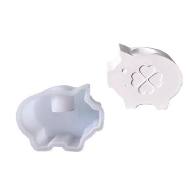 Pig Silicone Candle Mold Holiday Themed Silicone Candle Holder Mold For Epoxy Casting Making Candlestick Home Decoration