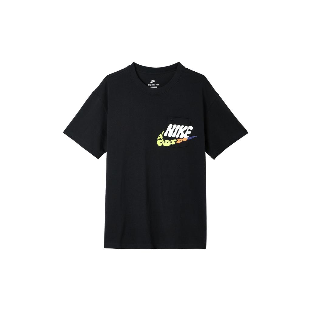 Nike Sportswear Logo Print Round Neck Short Sleeve T-Shirt Men Tops Black DJ1344-010