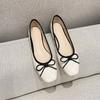 Designer Square Toe Bowtie Flats Damen Gesteppte Schuhe Colorblock Slipper Mujer Roll-Up Ballerinas Damen Bürokleid Mokassins