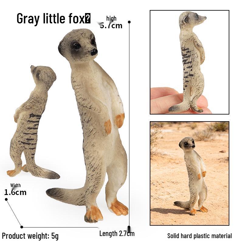 Desert Wildlife Toy Set: Fennec Fox, Grey Mongoose & Meerkat Models