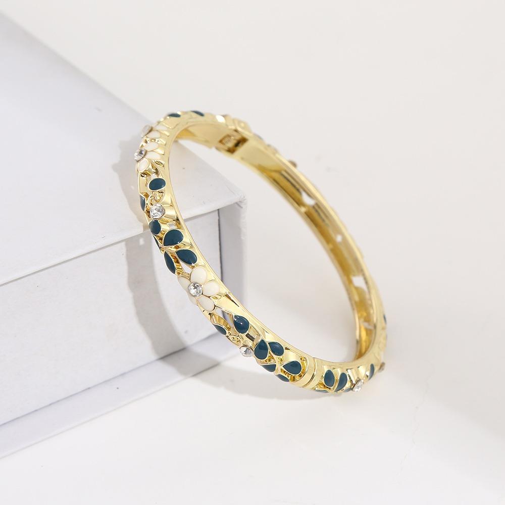 Colorful Enamel Bangle Vintage Flower Enamel Bangle Cloisonne Bracelet  Party Jewelry