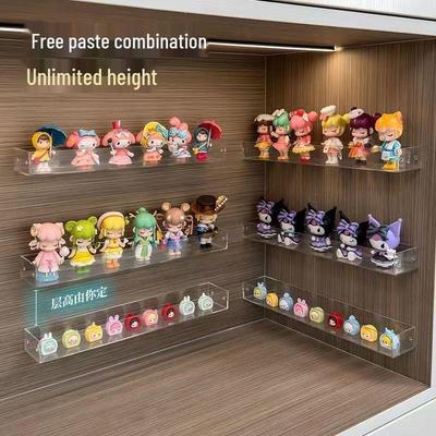 Transparent Acrylic Figure & Badge Display Stand with Wall-Mounted Storage