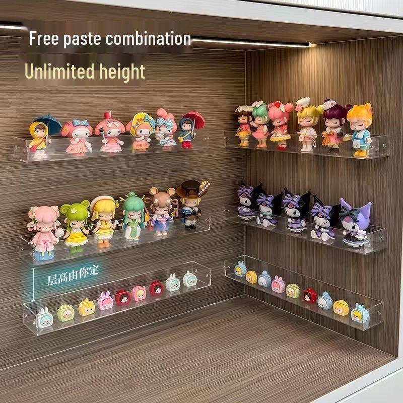 Transparent Acrylic Figure & Badge Display Stand with Wall-Mounted Storage