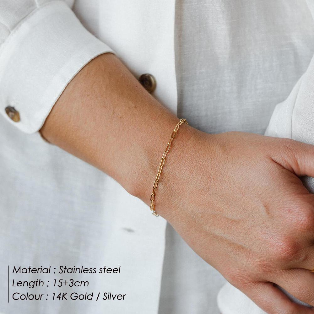 EManco Not Dark Stainless Steel Bracelet for Women Minimalist Chain Bracelet Women Stainless Steel Jewelry