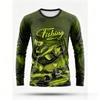 Men's Long Sleeved Jumping Fish Pattern T-Shirt Outdoor Fishing Casual Shirt Fishing Text Print Round Neck Fishing Enthusiast