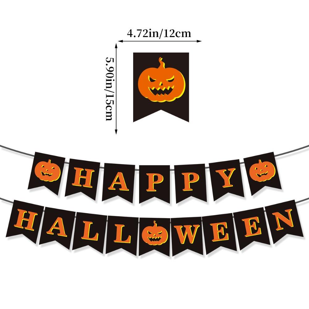 2025 Cartoon Halloween Pattern Banner Paper with Pumpkin Ghost Happy Birthday Banner Halloween Birthday Decorations Boys Girls