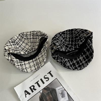 New Autumn Forward Hat Children's Big Head Circumference Retro Fashion Plaid Versatile Cap