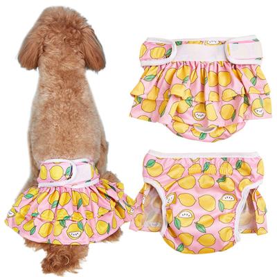 Pet Physiological Pants Reusable Fastener Tape Dog Diapers Lemon Print Cat Protective Clothing Pet Supply