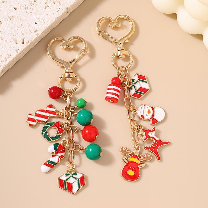Cute Christmas Keychain Snowman Key Ring Pendants For Women Girls Handbag Decor Diy Handmade Jewelry Gift