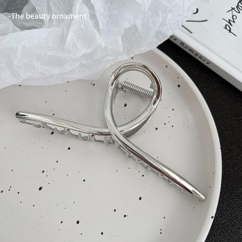 Silver Influencer Large Metal Shark Hairpin Clip for Women