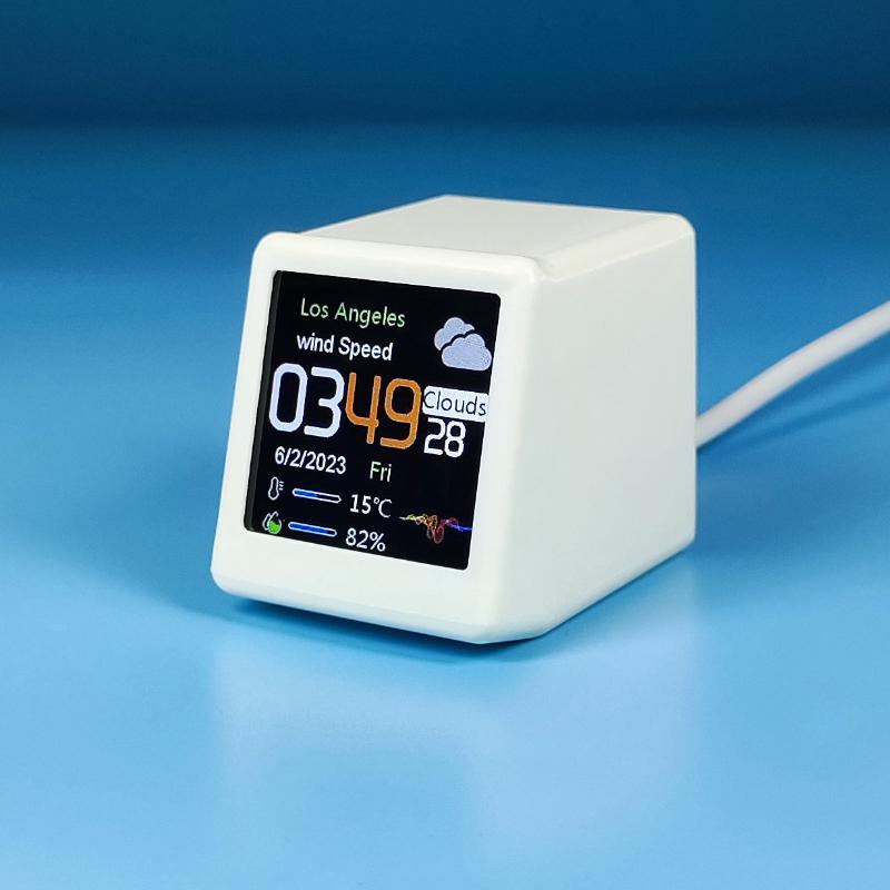 Smart Wifi Weather Station Display Small Portable Weather Temperature Humidity Time Alarm Clock Desktop Decoration