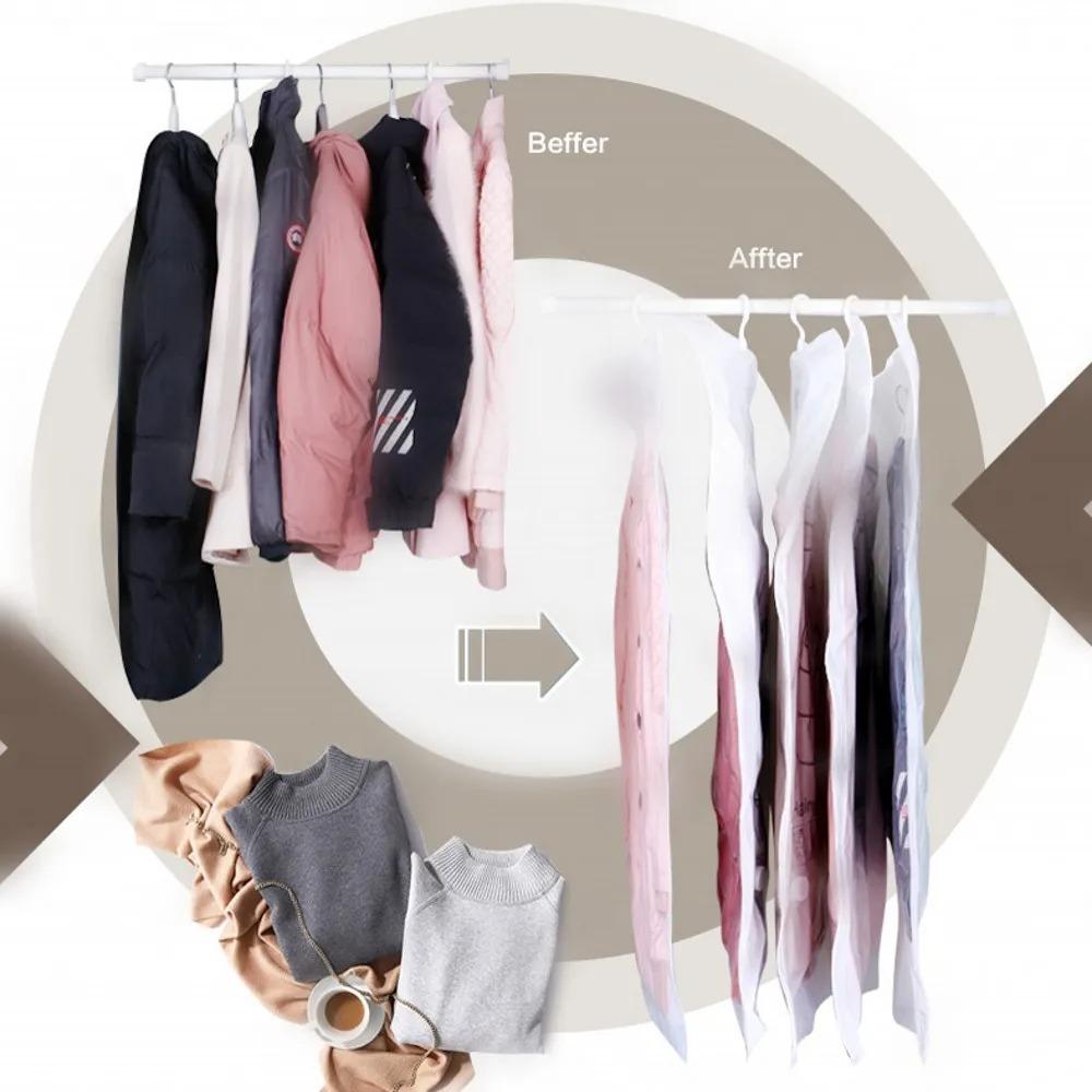 Transparent Hanging Vacuum Storage Bags Foldable Clothes Clothing Dustproof Cover  Clothes