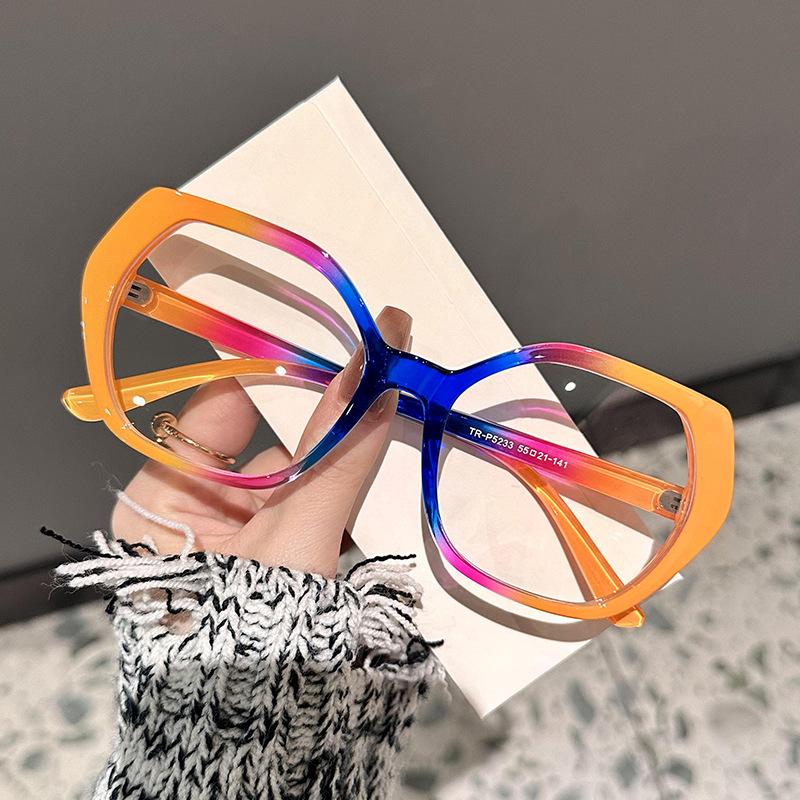 Popular Vintage Anti Blue Light Optical Big Glasses Women Luxury Brand Designer Myopia Prescription Colorful Eyewear  Frame