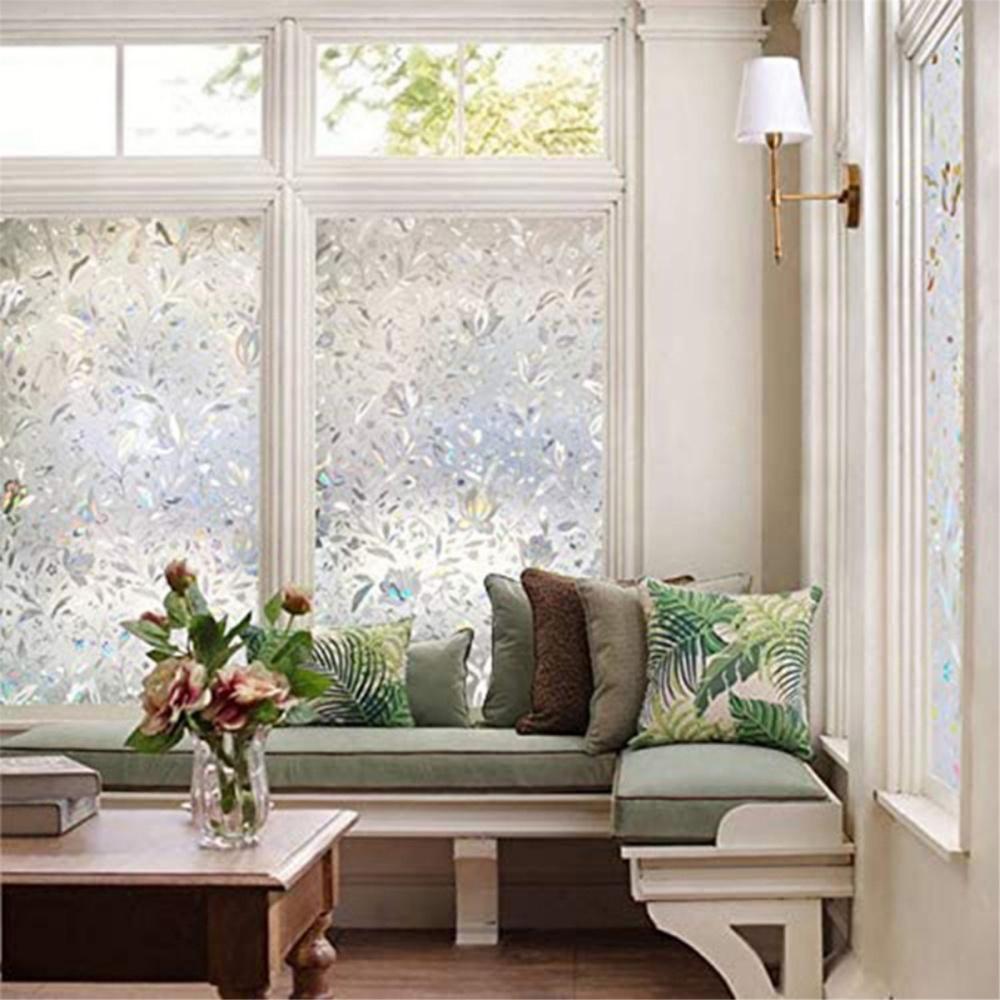 Selbstklebende 3D Fenster Sichtschutzfolie Orchideen Dekoration Glas Statisch haftende Fensterglasfolie Anti-Spionagefolie Fensterdeko