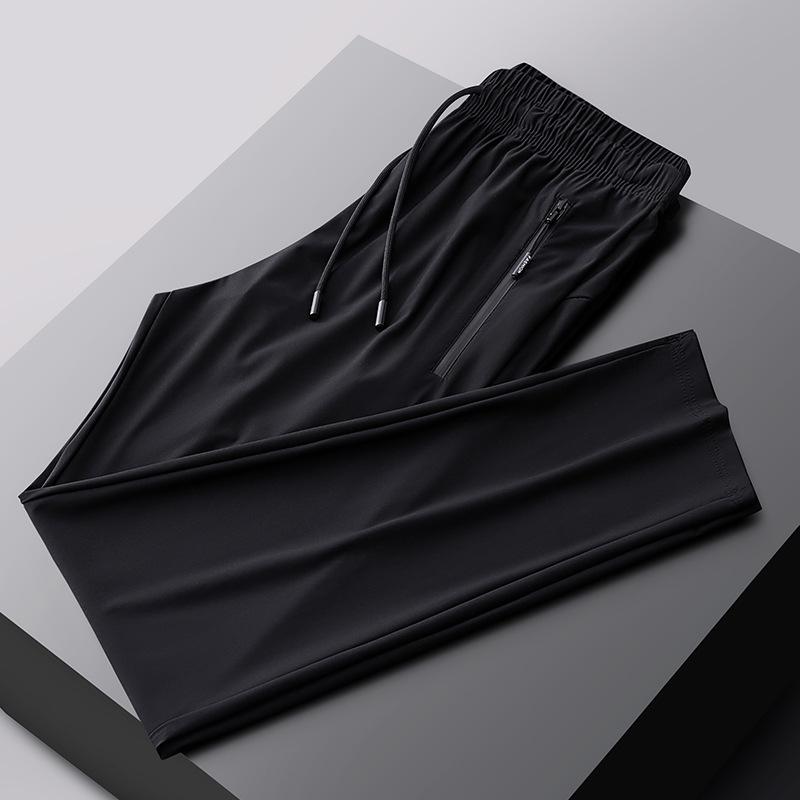 Men's Summer Elastic Ice Silk Quick-Dry Straight-Leg Pants