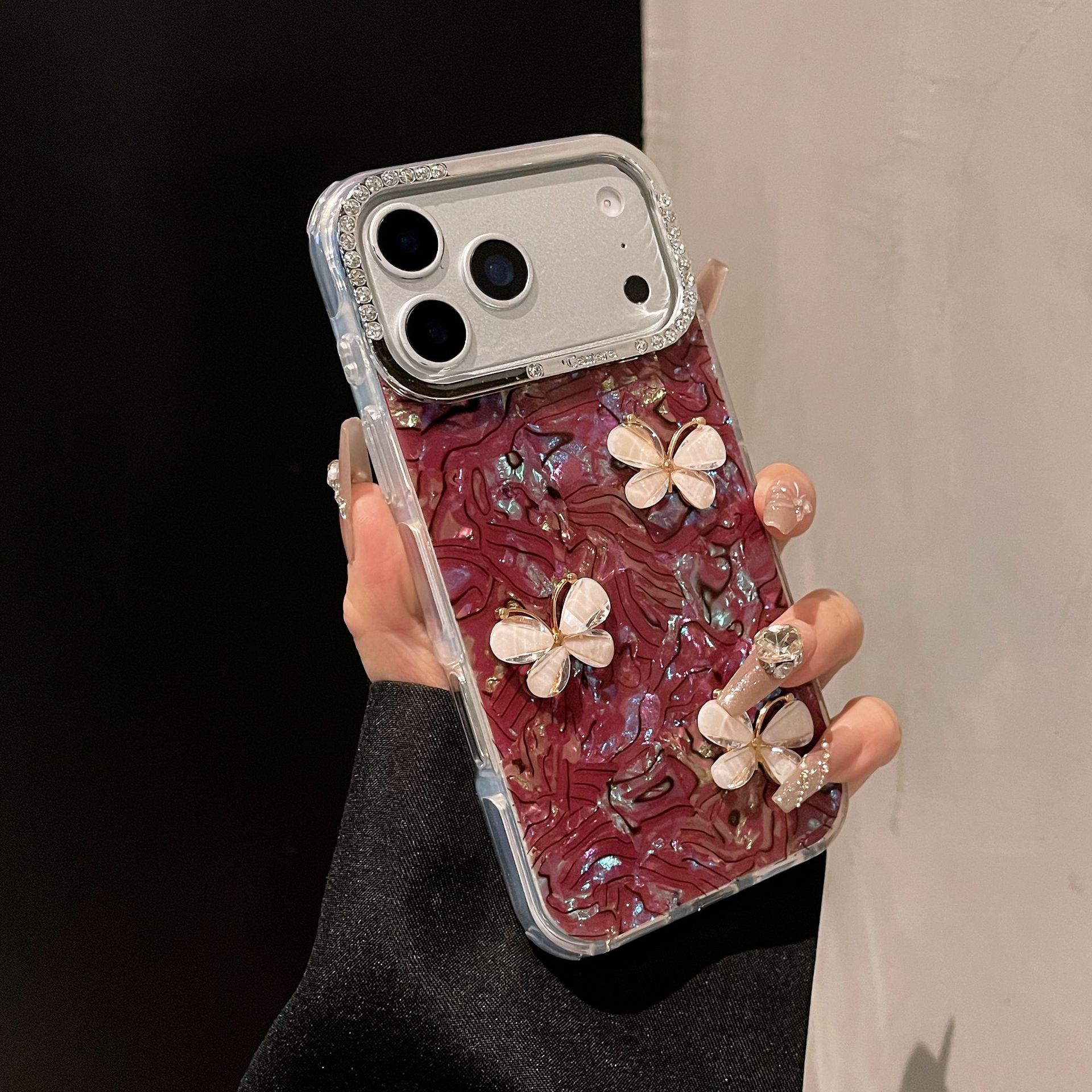 

Для IPhone17promax Чехол для мобильного телефона для Apple 16 Moyuncaibei DIY Бабочка Роскошный Ins Стиль Защитный Чехол For iPhone17