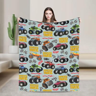 Monster Trucks Car Loves Plush Blankets Girls Boys Flannel Bedding Throws Living Room Warm Soft Quality Bedspread Gift Idea