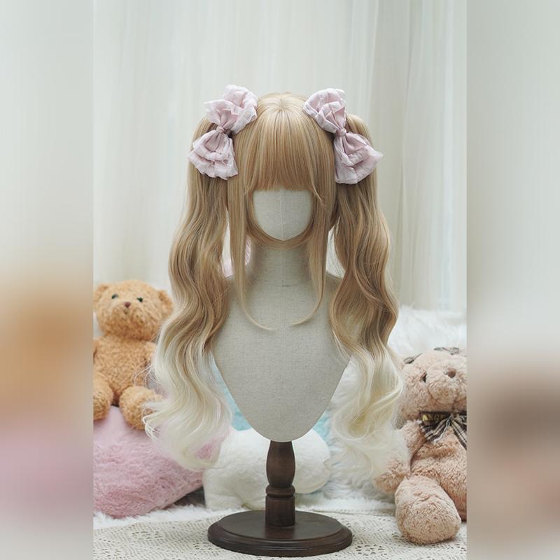 Lolita Style Curly Double Ponytails Wig | Heat Resistant Synthetic Hair with Bangs for Cosplay, Halloween, Anime Theme Part