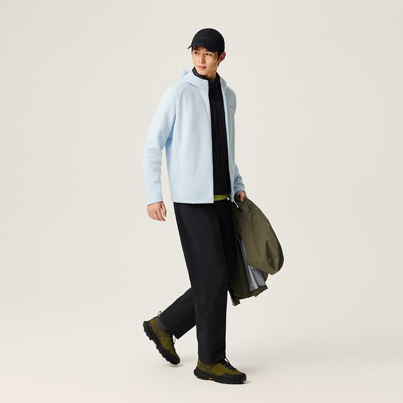 Anta Outdoor Series Fire Shell Warm Windproof Anti-Static Comfortable Versatile Casual Fashion Hooded Jacket Unisex Jacket Frost-Blue 972616701-6