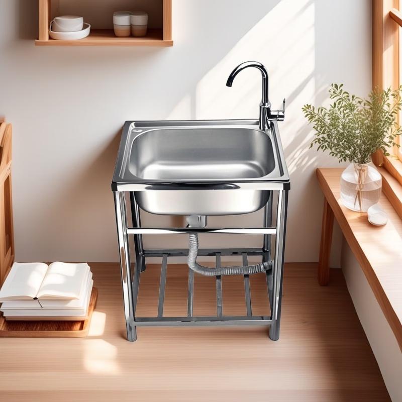 TLXT Stainless Steel Single Basin Sink with Floor Stand