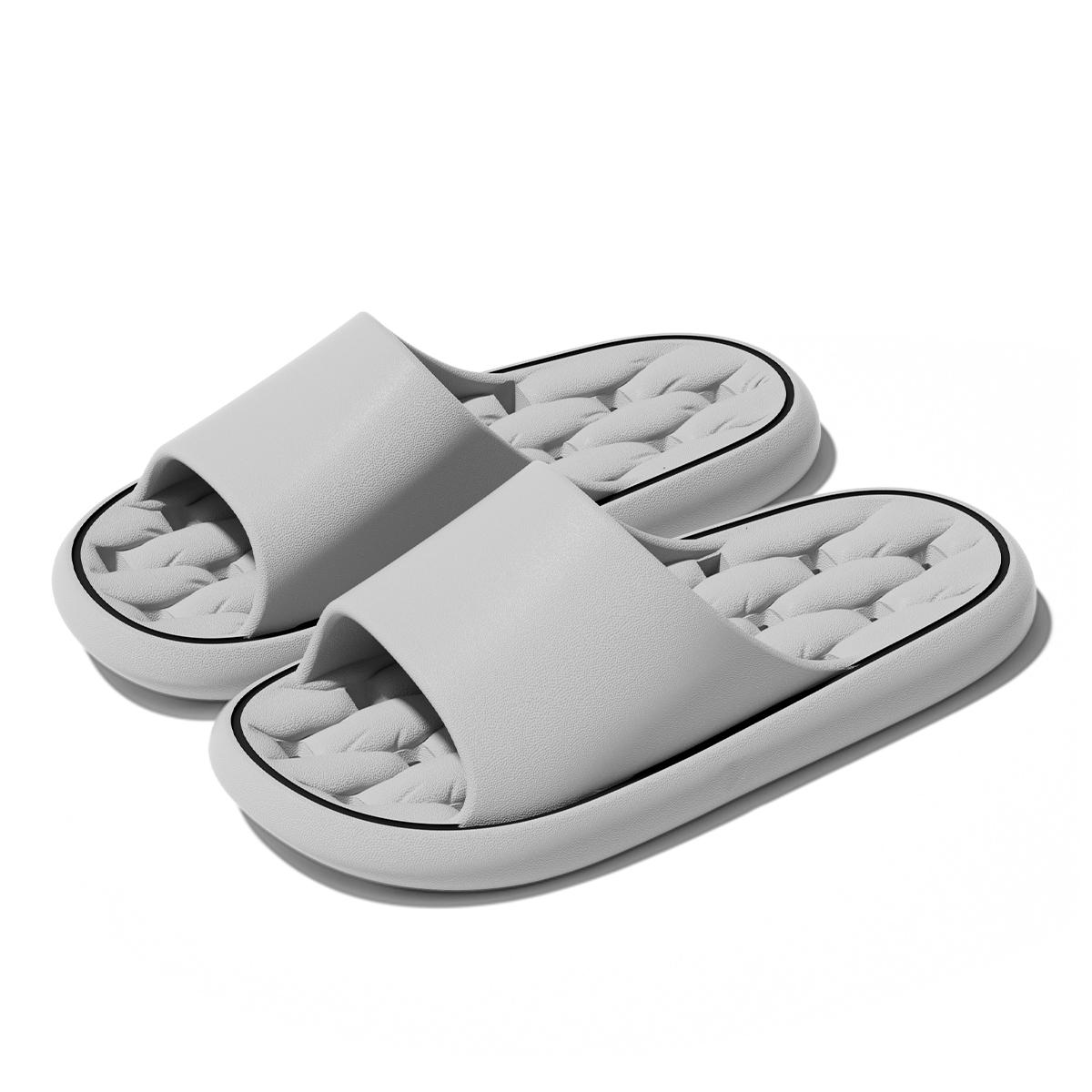 

EVA Women Bathroom Slippers Flat Leaky Home Slides Quick Drying Comfortable Non-slip Slippers Lightweight Men Indoor Slippers 48-49 сірий