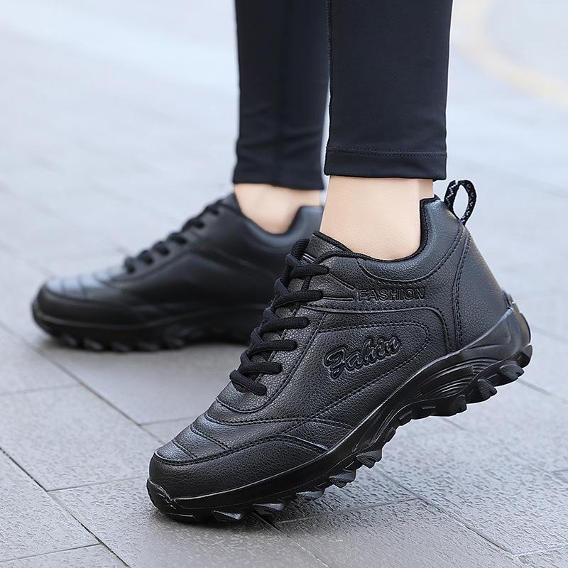 Women's Non-slip Waterproof Walking Shoes - Soft Sole, Leather Surface, Ideal for Spring & Autumn, Perfect for Middle-aged & Elderly.