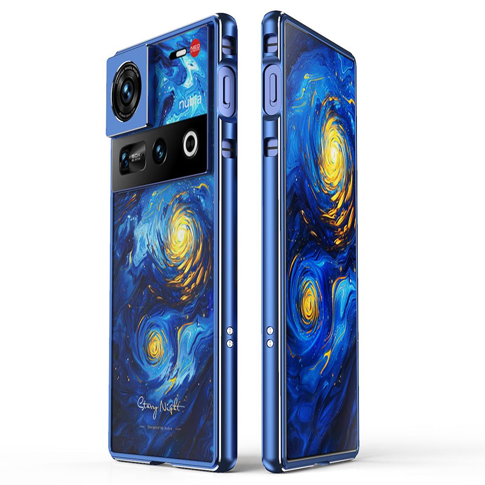 

Бампер для ZTE nubia Z70 Ultra 5G Металлическая рамка Чехол для телефона с защитой объектива камеры Blue/Silver