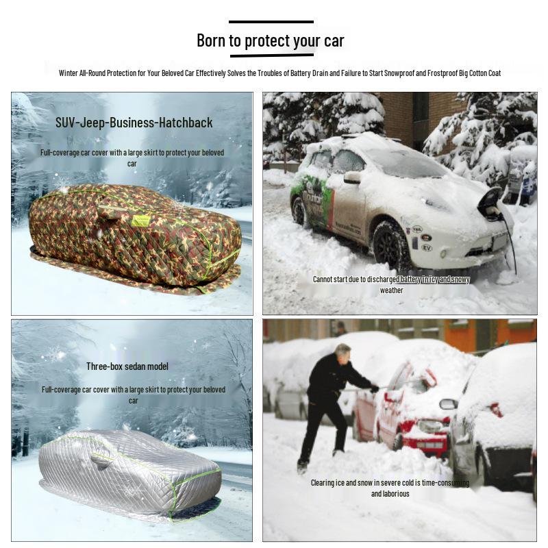 Heavy-Duty Winter Car Cover: Thick Cotton, Snowproof & Cold-Resistant