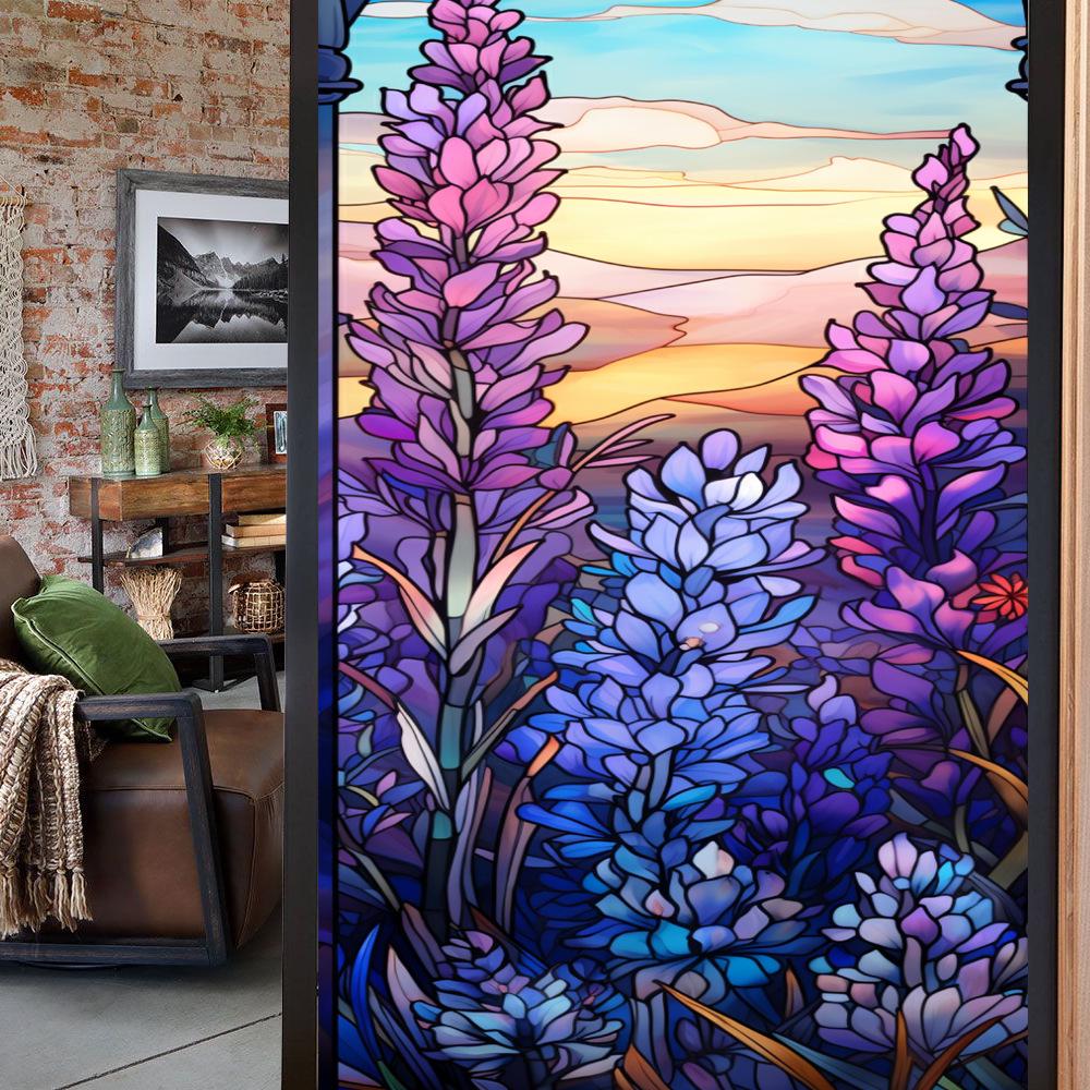 Цветная ретро цветочная и птичья статическая пленка для окон - Без клея, Съемная 45x100cm Frosted